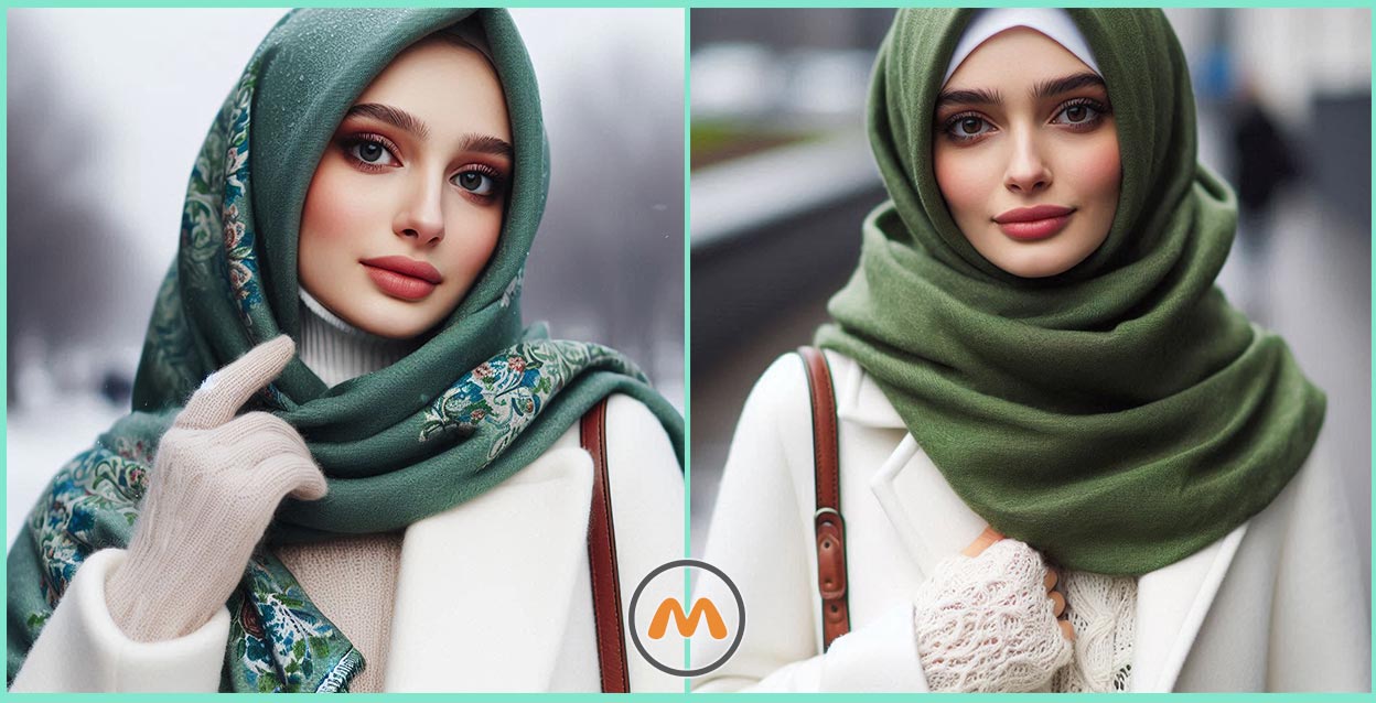 بهترین رنگ‌ های شال و روسری برای ست کردن با مانتوی سفید 2