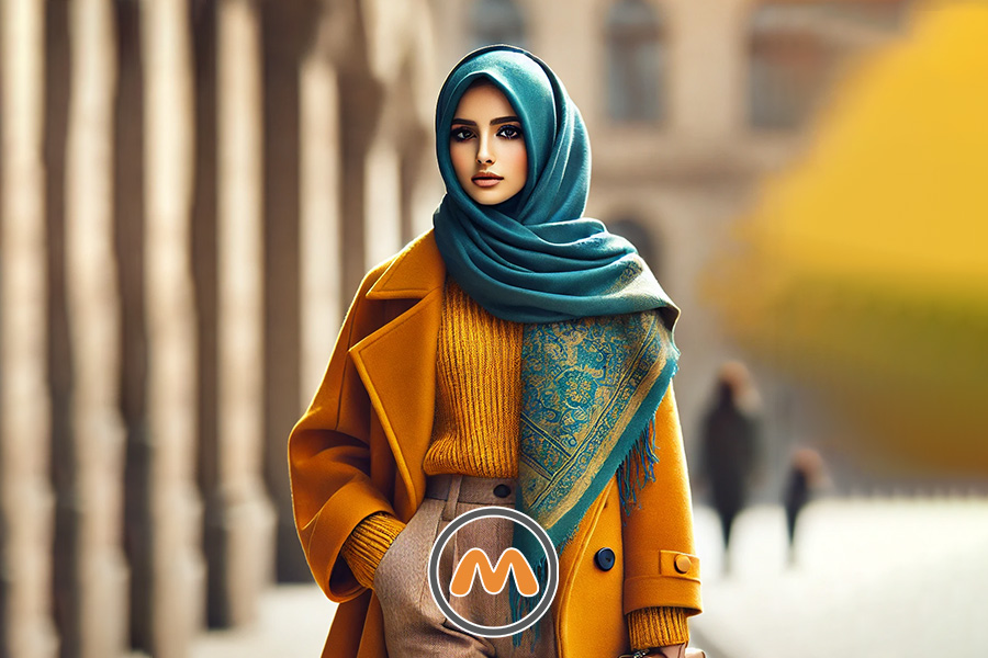 مانتو خردلی با چه شالی ست میشه؟ 1