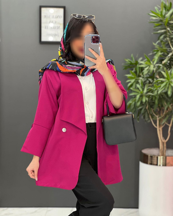 مانتو کلاسیک یقه آمریکایی با پارچه کرپ نازک