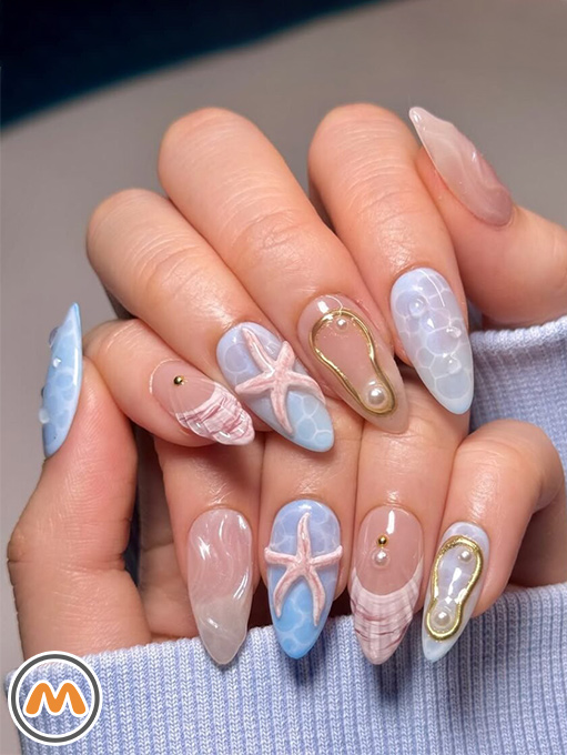 2. SEASHELL OCEAN NAILS