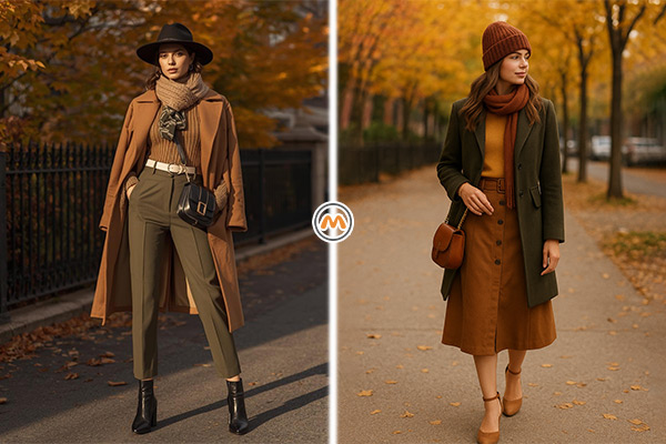 تیپ پاییزی زنانه برای فرم بدنی مستطیل