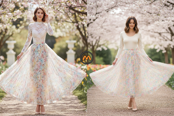 استایل بادی با دامن پلیسه یا بلند توری