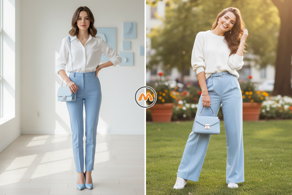 ترکیب سفید و آبی پاستلی