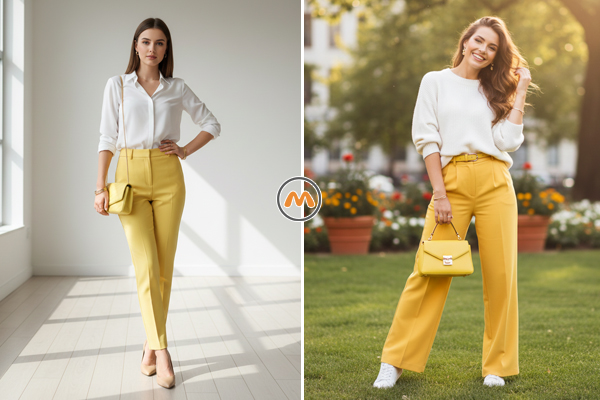 ست لباس سفید و لیمویی