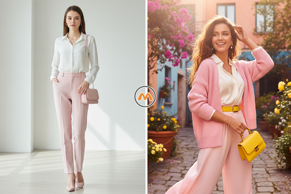 ست رنگ سفید و صورتی