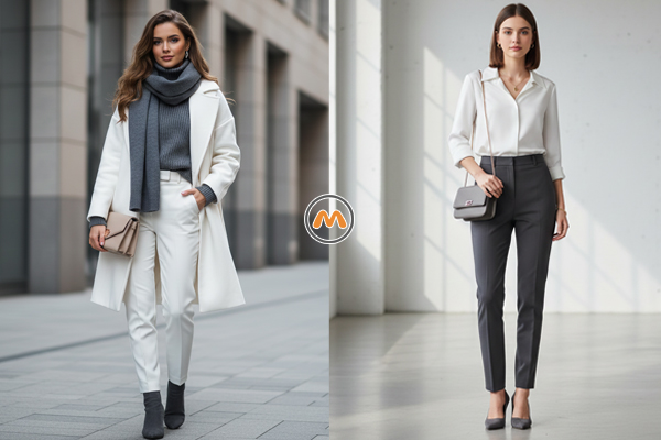 ست کردن رنگ سفید با زغال‌سنگی