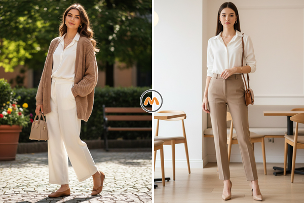 ترکیب رنگ سفید و قهوه‌ای روشن