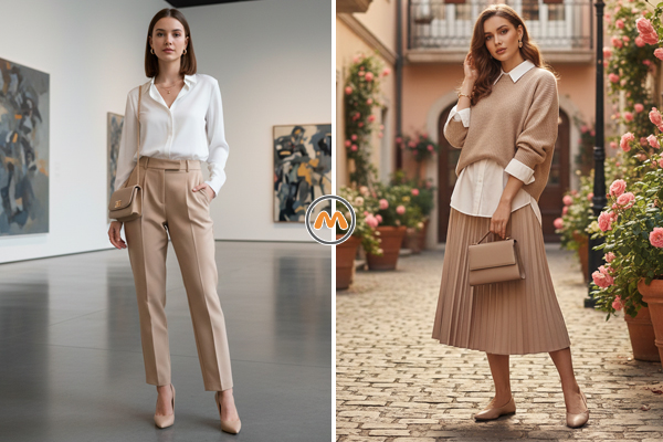 ست کردن رنگ سفید با بژ