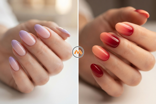 10. طراحی ناخن آمبره، ترکیب رنگی جذاب و متفاوت