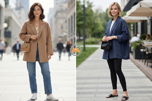 مانتوی آزاد با شلوار بوت‌کات