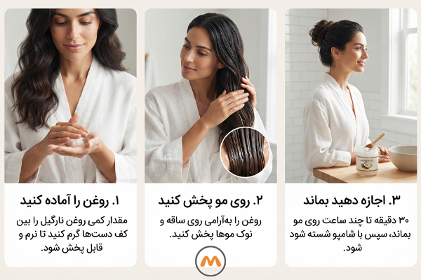 روش درست استفاده از روغن نارگیل برای مو 